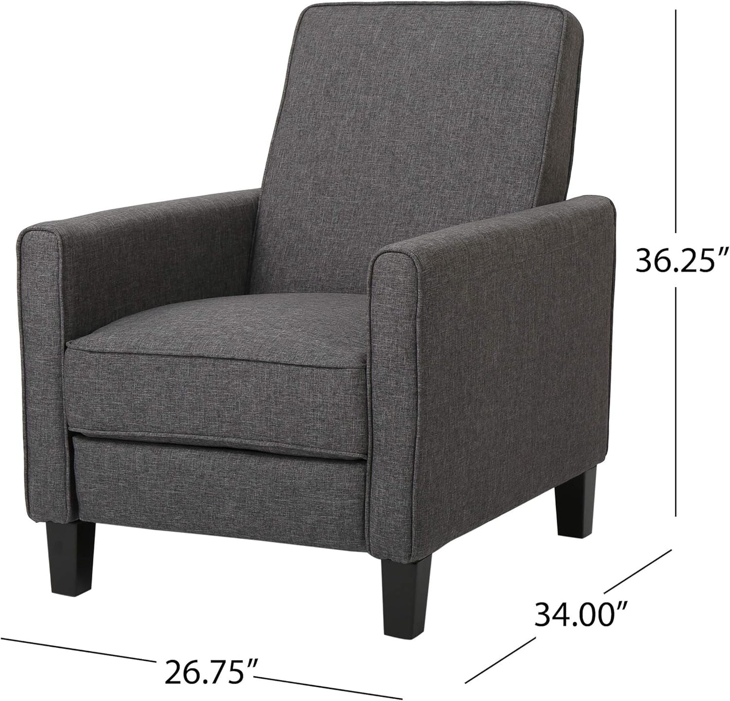 Emmie Fabric Recliner (Set of 2), Smoke, Dark Brown-2