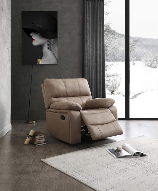 Microfiber Reclining Sofa Couch Set Living Room Set 8007 (Taupe, Recliner)-0