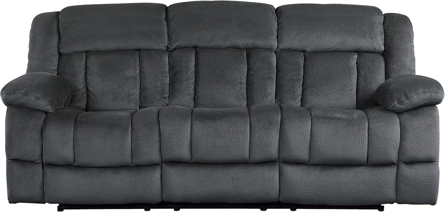 Home Theater Seating, Wall Hugger Manual Reclining Sofa, 3-Seat Dual Recliner Sofa for Living Room, 90’’W Sofa, Charcoal-3