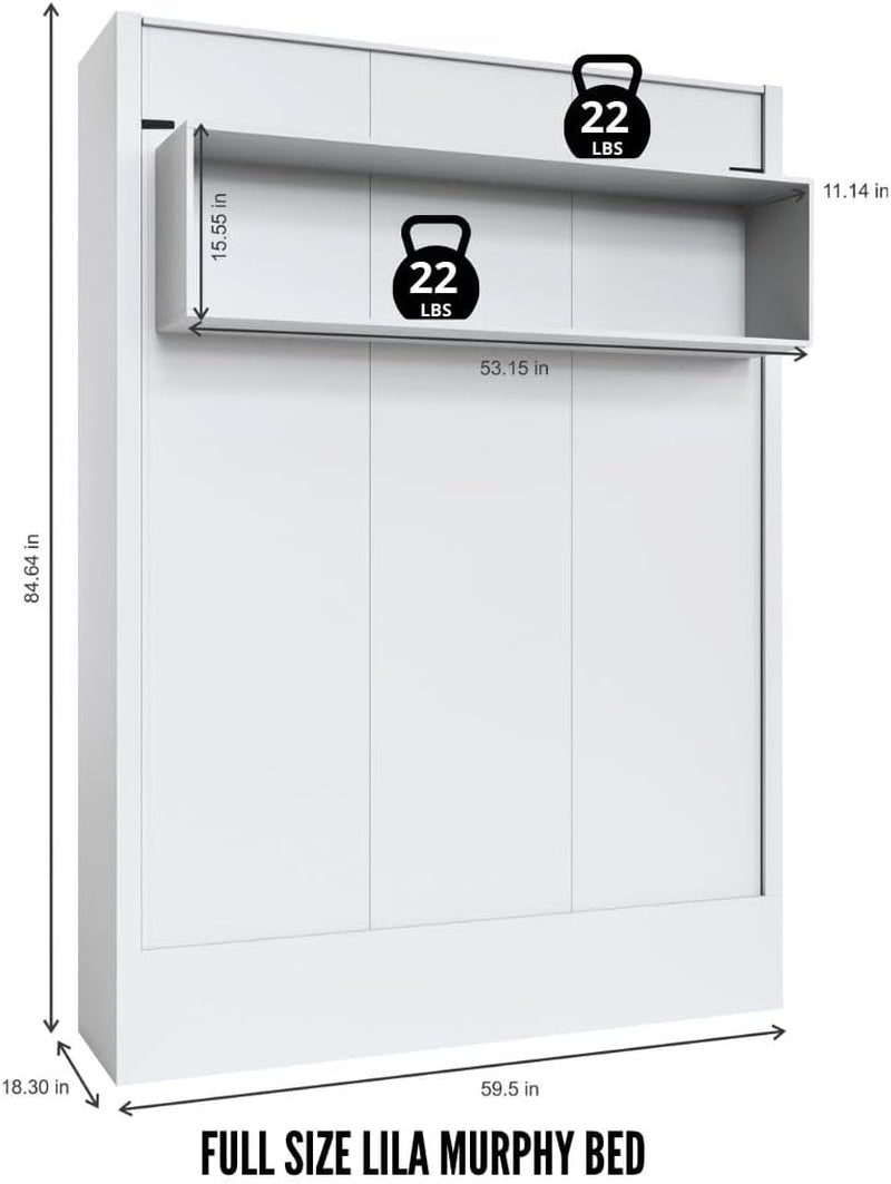 Easy-Lift Full Murphy Wall Bed with Shelf Storage-4