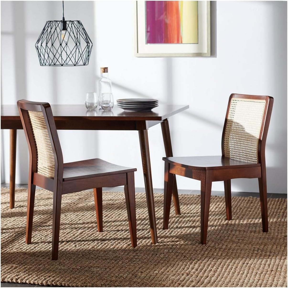 Home Collection Benicio Dark Brown/Natural Rattan Dining Chair (Set of 2) DCH1005A-SET2-1