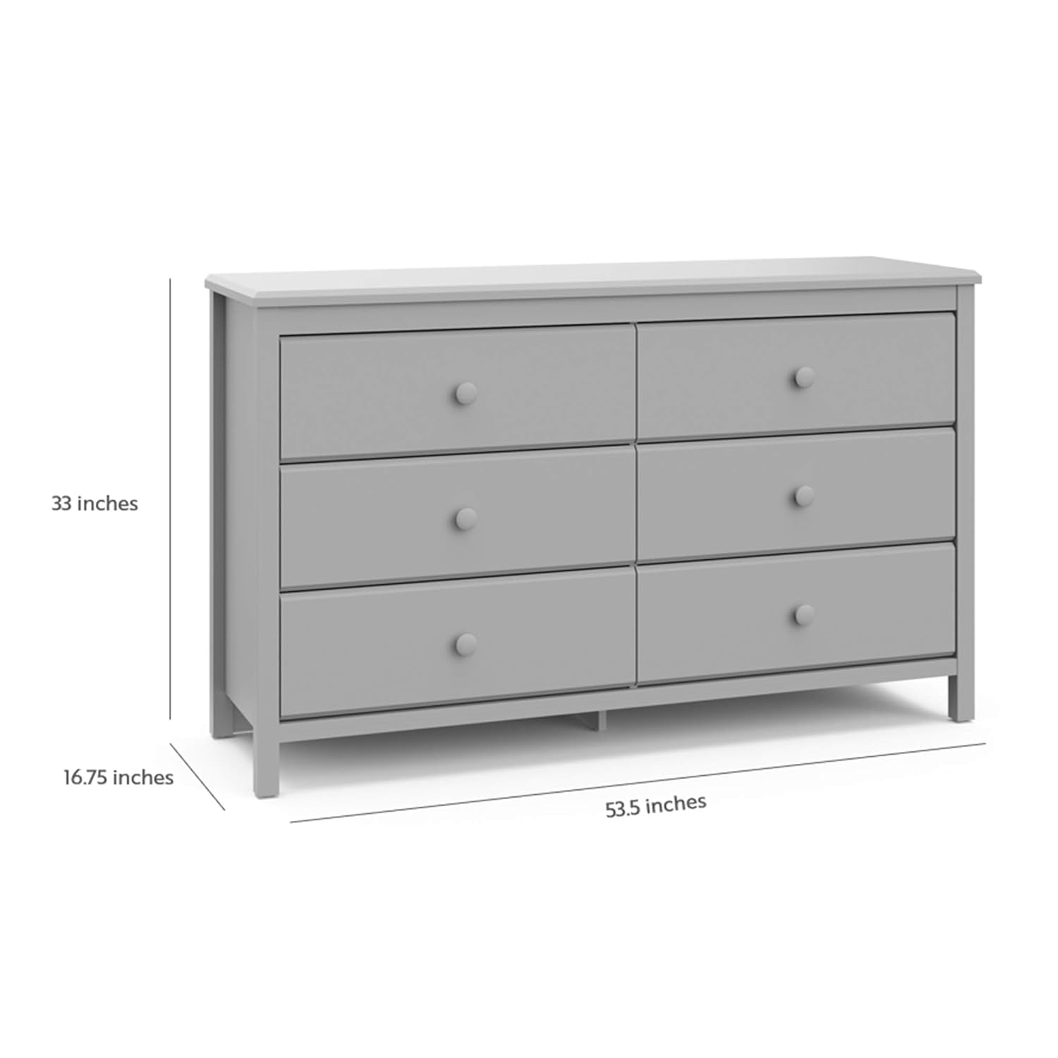 Pebble Gray 6 Drawer Double Dresser Nursery-2
