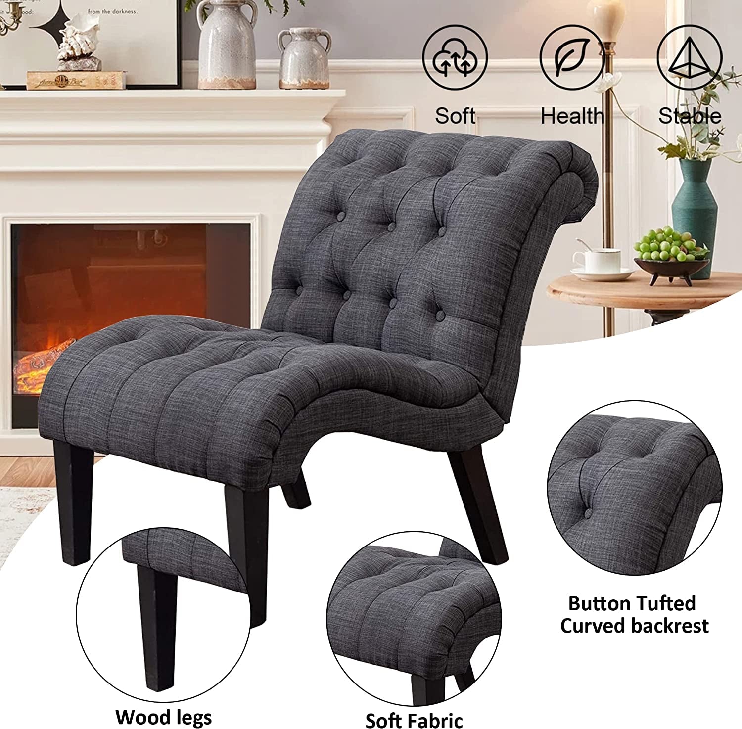 Button Tufted Slipper Chair for Any Room-2