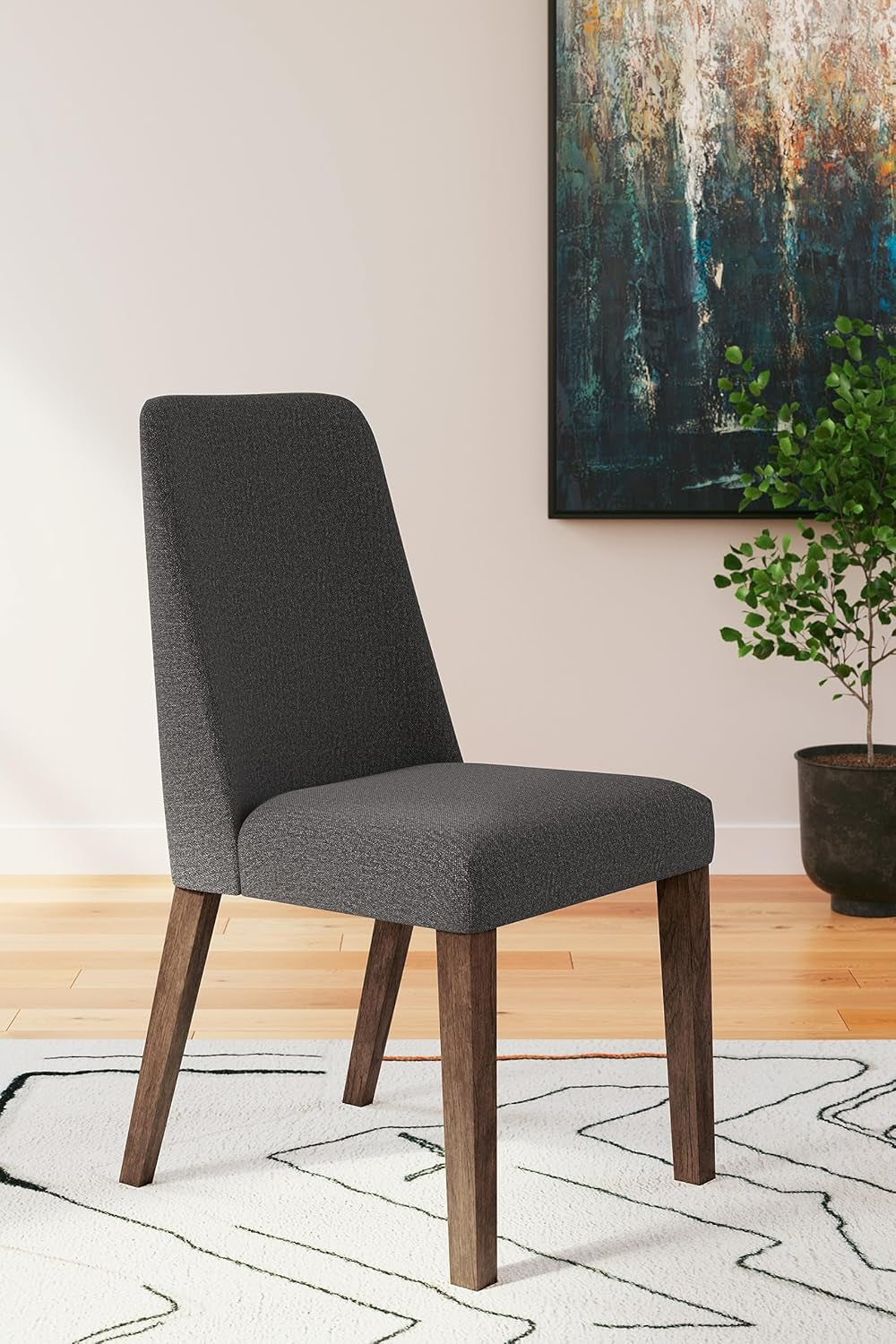 Lyncott Contemporary Dining Room Upholstered Side Chair with Foam Cushion, Set of 2, Dark Gray & Brown-1