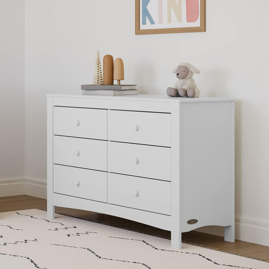 Noah 6 Drawer Double Dresser (White) - GREENGUARD Gold Certified, 6 Drawer Double Dresser for Kids Bedroom or Nursery, Bedroom Furniture Dresser, Universal Design for Nursery and Kids Bedroom-1