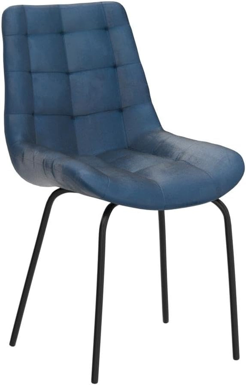 Velvet Dining Chairs, Upholstered Reception Chairs, Tufted Accent Chair with Metal Legs for Home Kitchen, Living Room, Set of 2, Blue-4