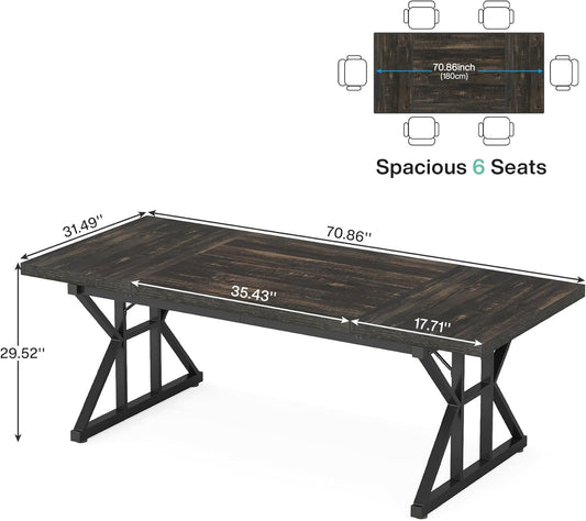 70.8-Inch Executive Desk, Large Computer Office Desk Workstation, Modern Simple Style Laptop Desk Study Writing Table Business Furniture for Home Office (Black Oak, 70.8 Inch)-1