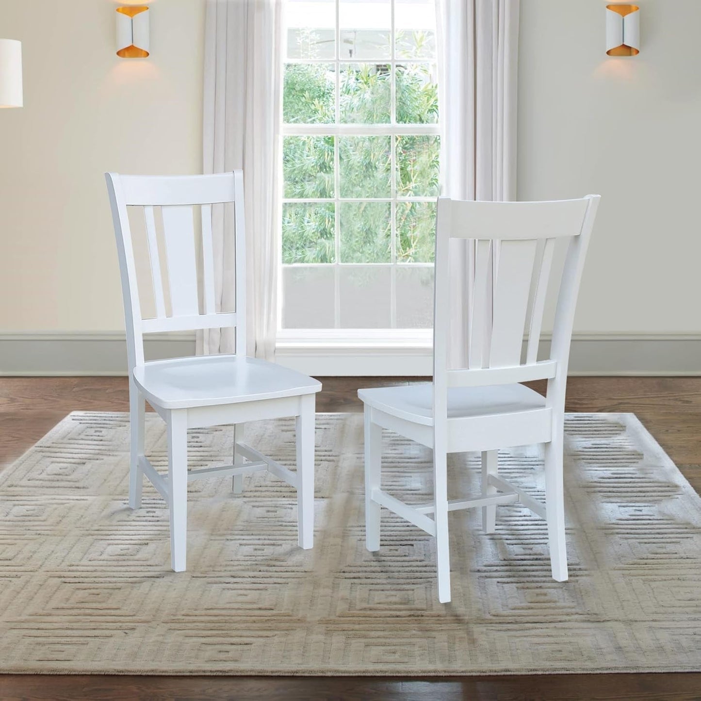 International Concepts Set of Two San Remo Splatback Dining Chairs, White-1