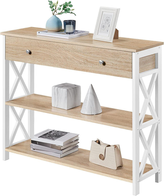 Narrow Console Table with Drawer and Shelves-1