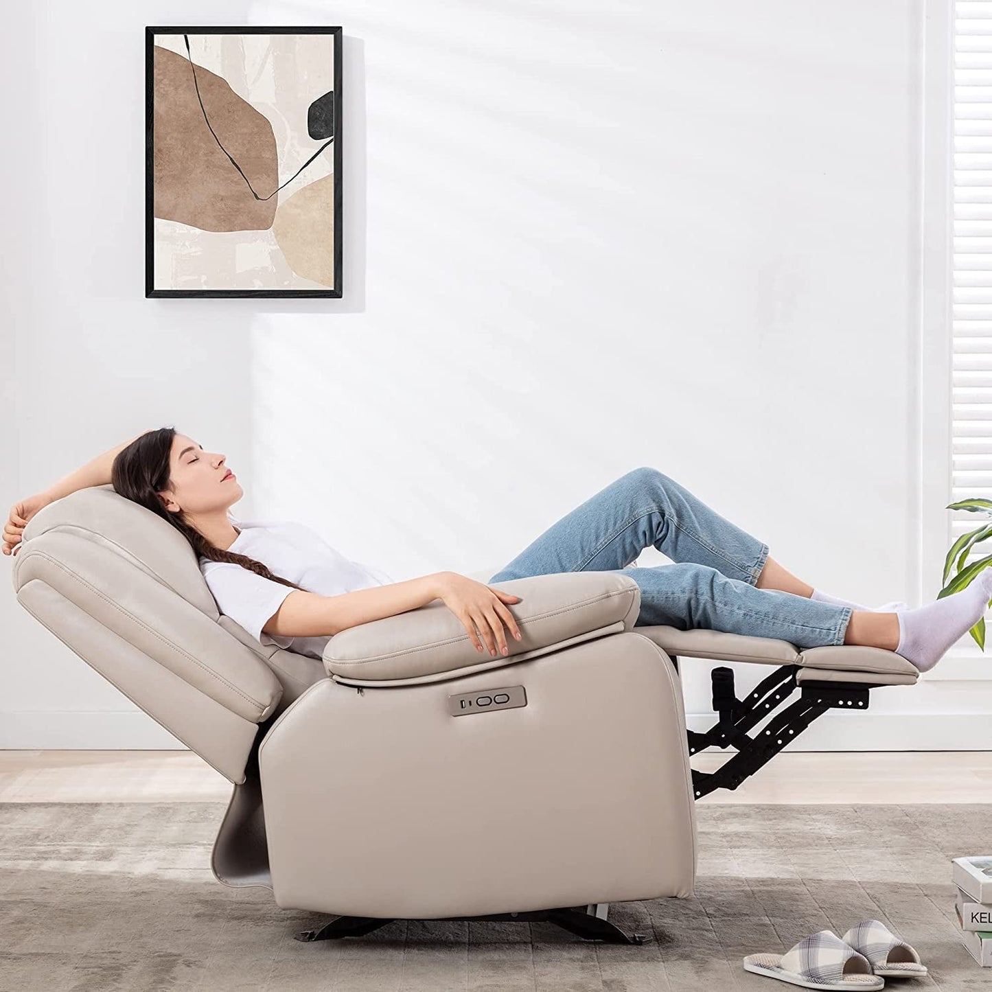 Faux Leather Electric Glider Reclining Chair-0