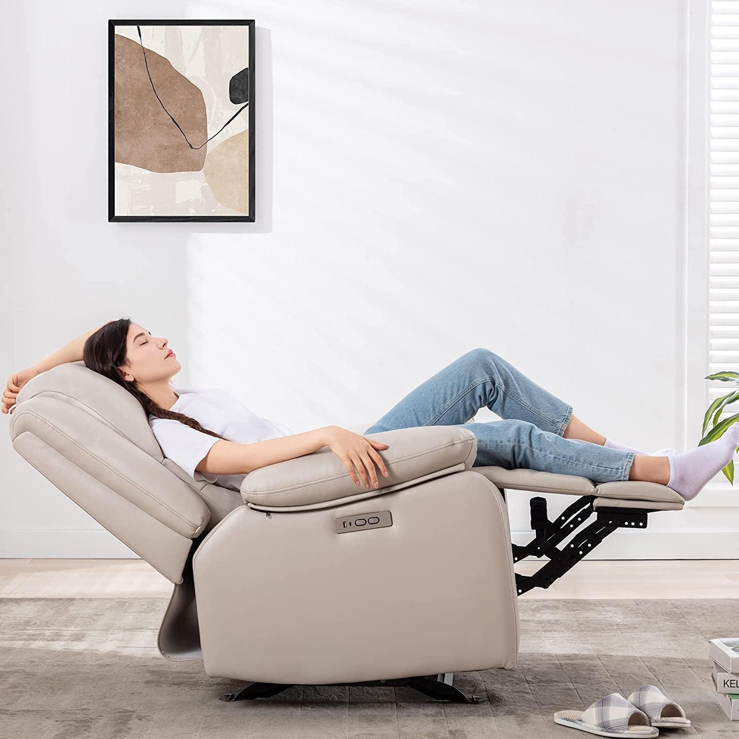 Faux Leather Electric Glider Reclining Chair-0