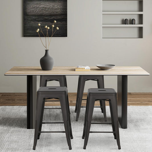 Metal Bar Stools Set of 4 Counter Height Barstool 24 Inches Industrial Bar Chairs Patio Stool Stackable Backless Stool Indoor Outdoor Metal Kitchen Stools Bar Chairs-1