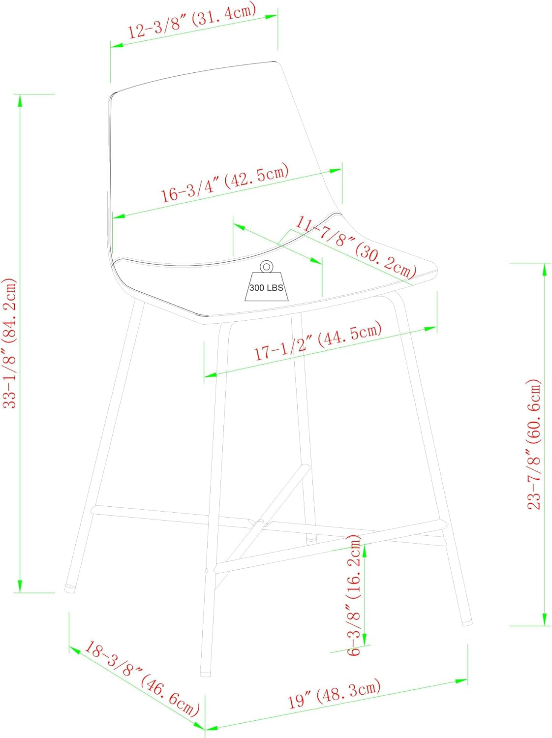 Modern Upholstered Faux Leather Armless Counter Stools with Powder-Coated Steel Base, Set of 2, Whiskey Brown-2