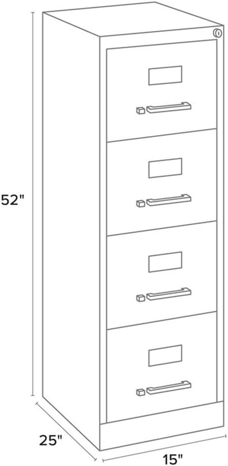 Hirsh 25" Deep Fully Assembled 4 Drawer Letter Width Metal Vertical File Cabinet, Commercial Grade, Black-2