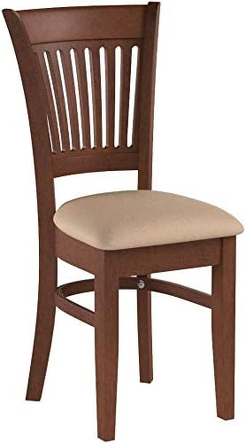 VAC-ESP-C Vancouver Kitchen Dining Chairs - Linen Fabric Upholstered Wooden Chairs, Set of 2, Espresso-3