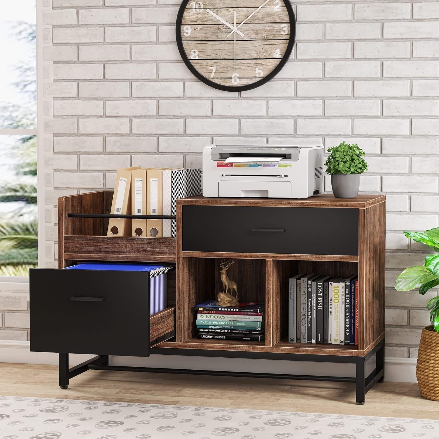 Rustic Brown 2 Drawer Lateral File Cabinet-1