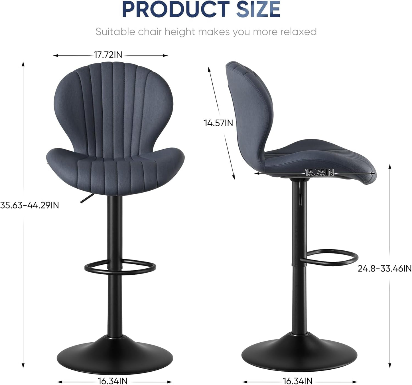 Bar Stools Set of 3 Modern Swivel Bar Chairs, Barstools Counter Height with High Backrest, Easy 3-5 Minute Assembly for Bar, Kitchen, Dining Room Dark Grey-1