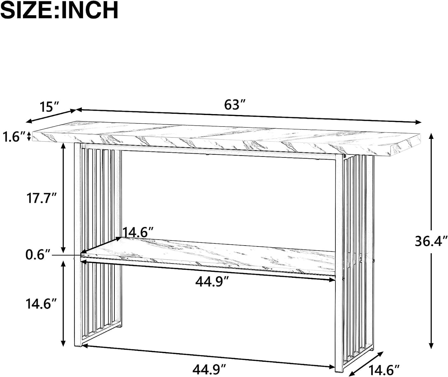 Contemporary Marble Top Console Table with Storage Shelf-2