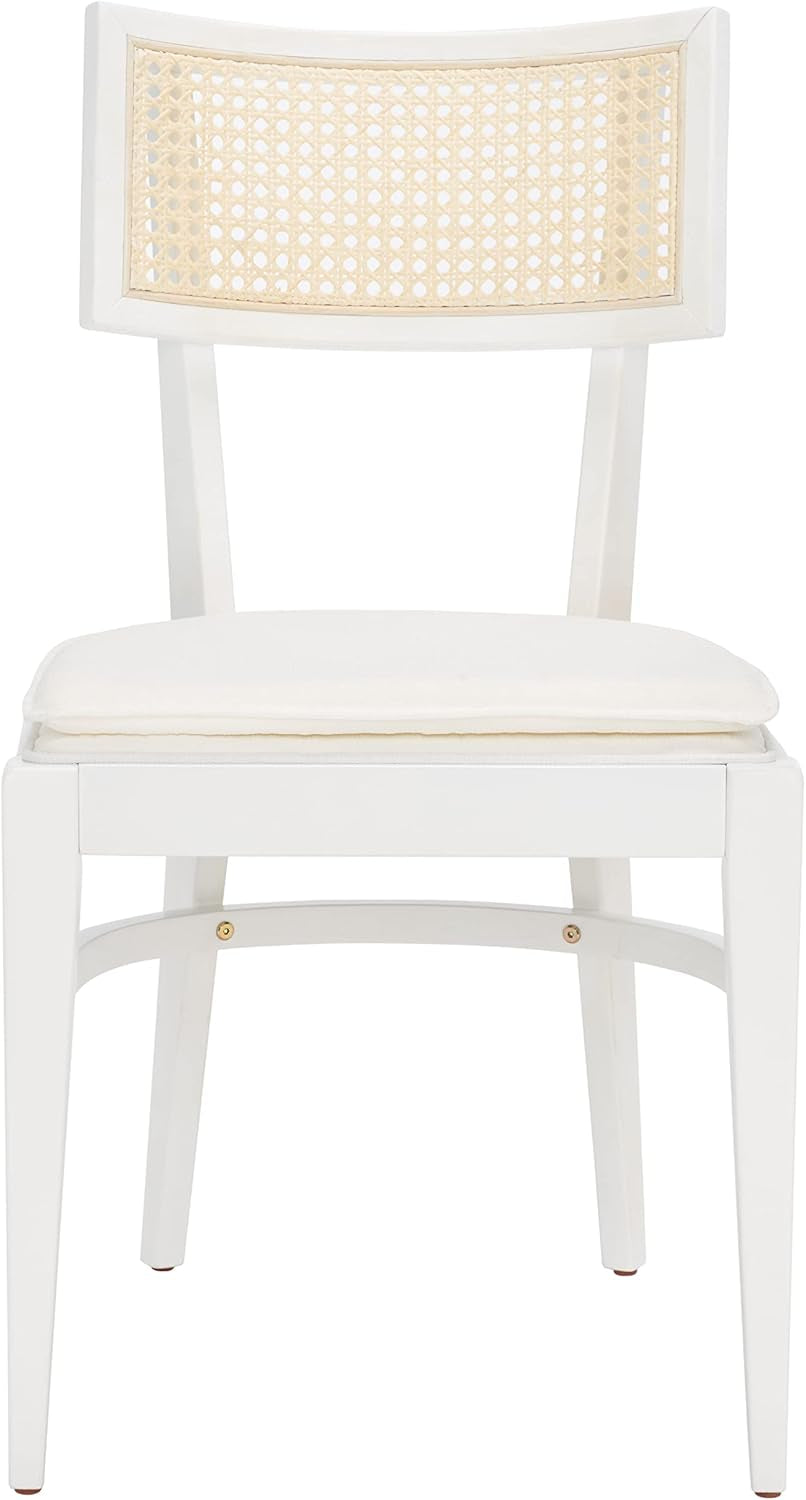 Home Collection Galway Coastal White/Natural Cane Seat Cushion Dining Chair-3