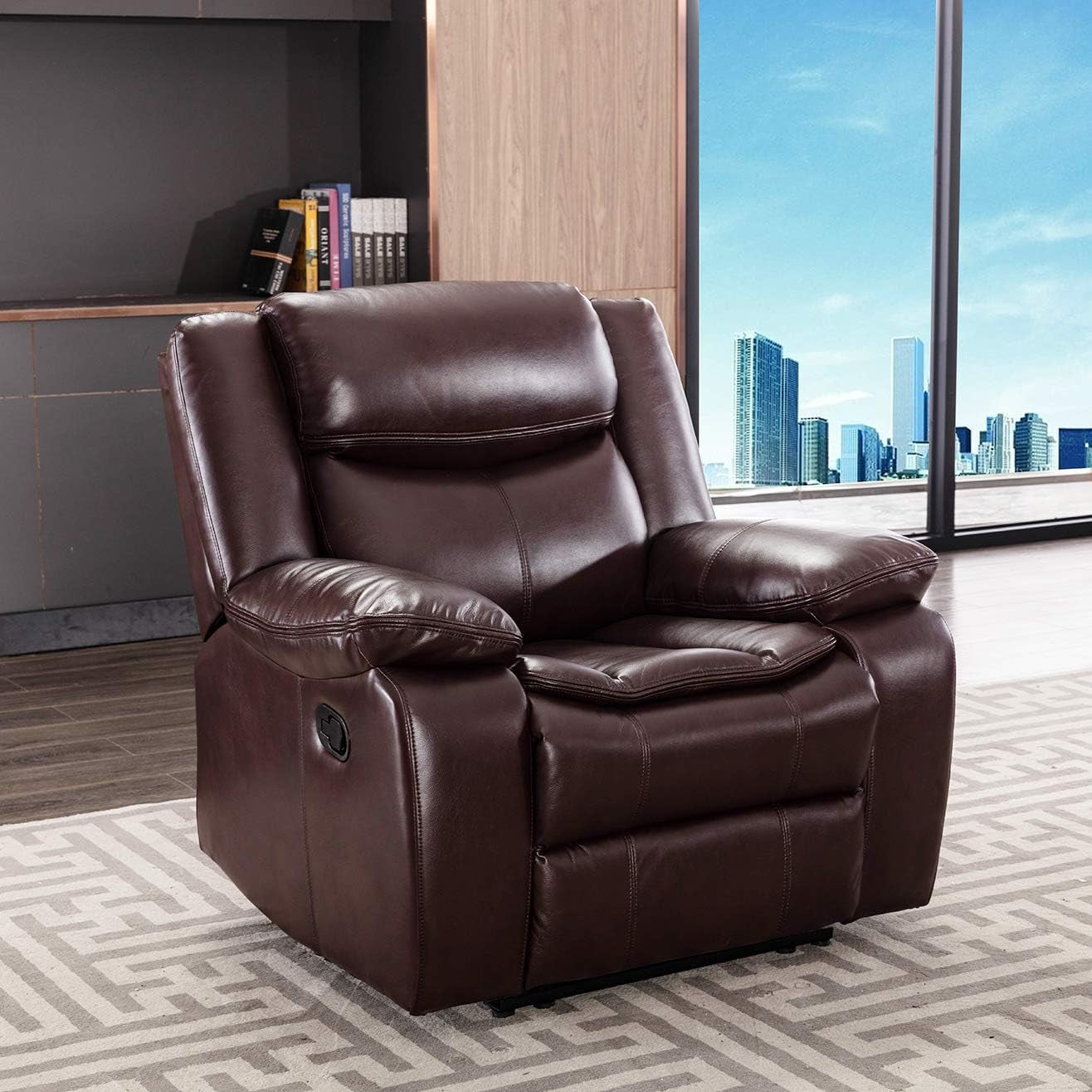 Breathable Leather Manual Recliner for Living Room-0