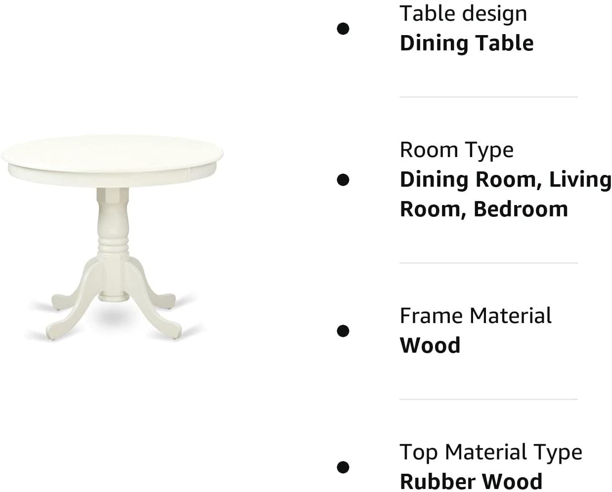 Wooden round Dining Table with Linen White Finish-3