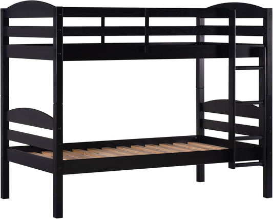Della Transitional Twin-Over-Twin Bunk Bed Frame, Twin Size, Black-0