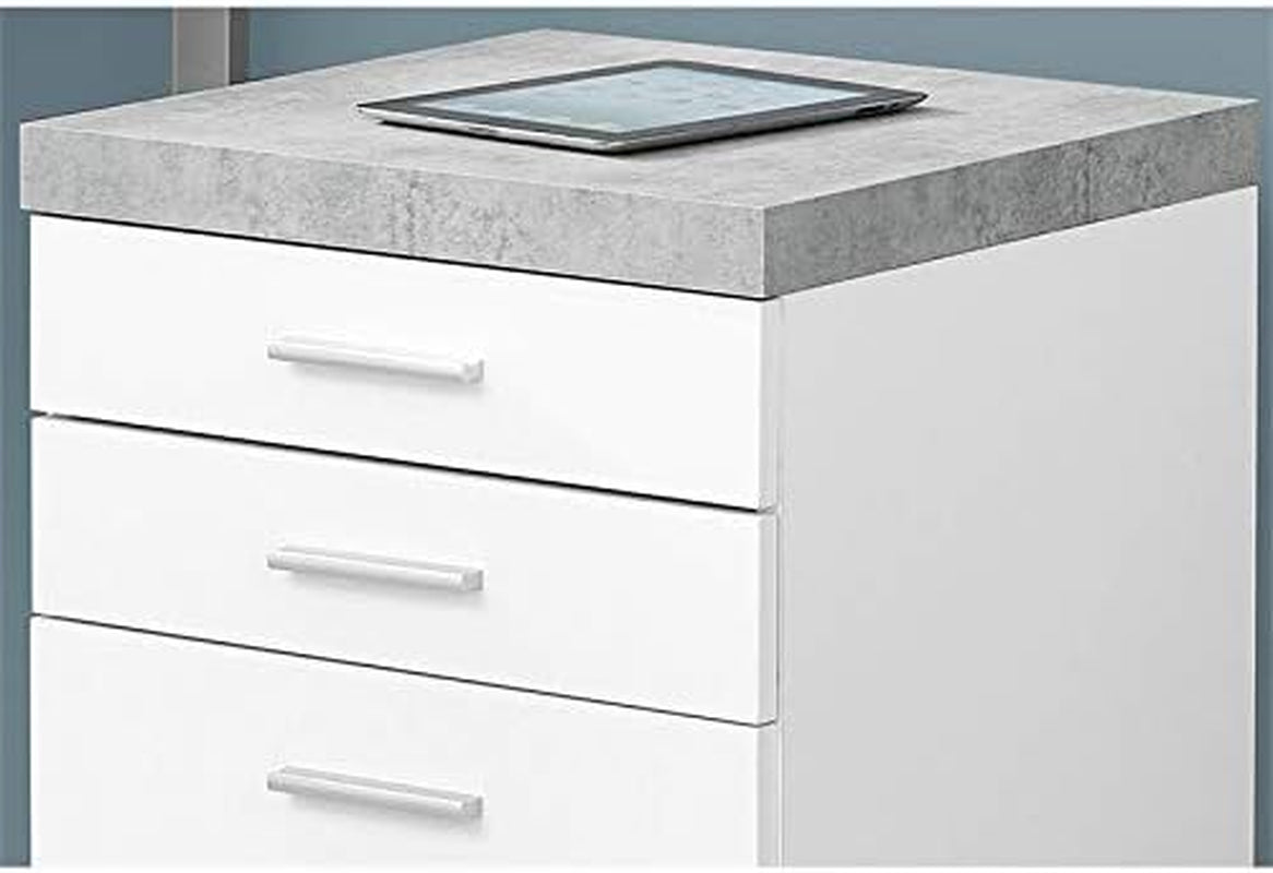 I 7051 File Cabinet, Rolling Mobile, Storage Drawers, Printer Stand, Office, Work, Laminate, Grey, White, Contemporary, Modern-4