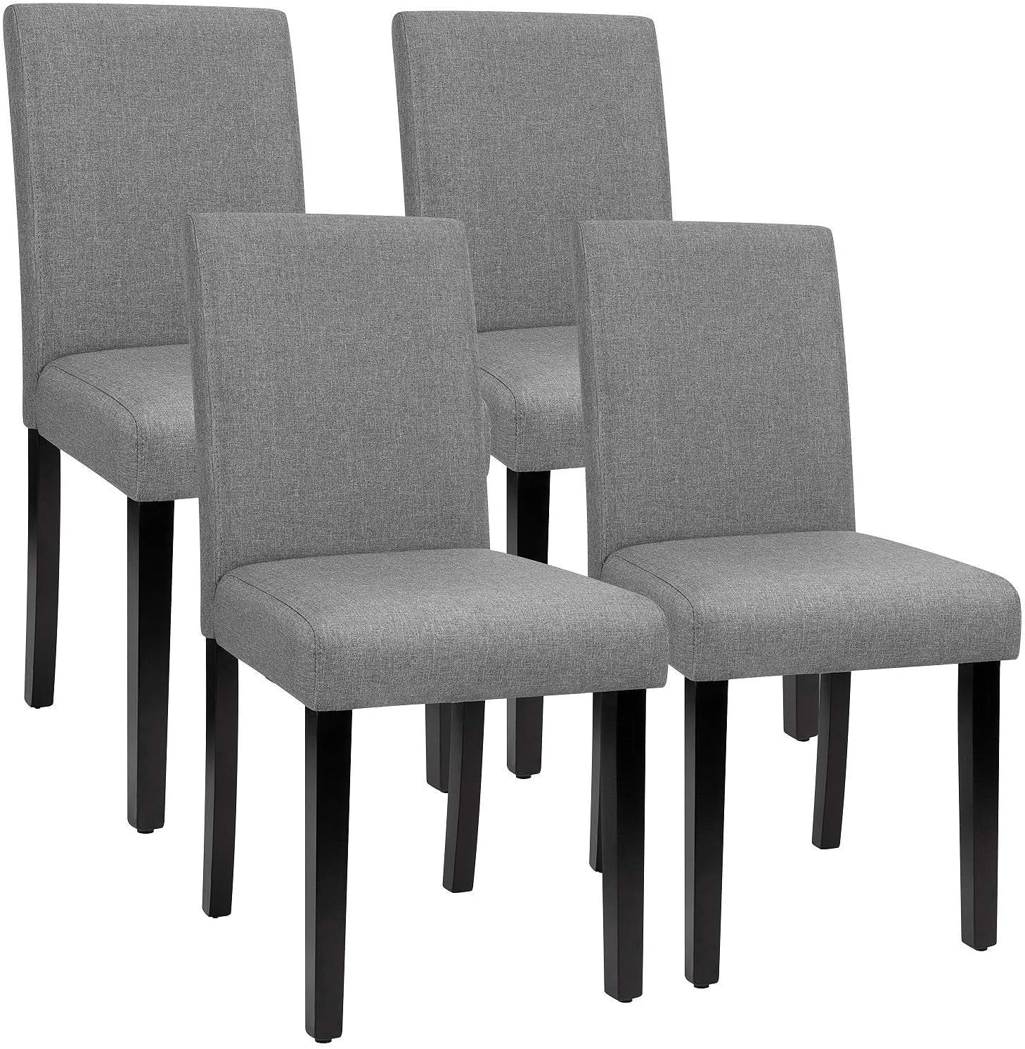 Dining Chairs Urban Style Fabric Parson Chairs Kitchen Living Room Armless Side Chair with Solid Wood Legs Set of 4 (Gray)-0
