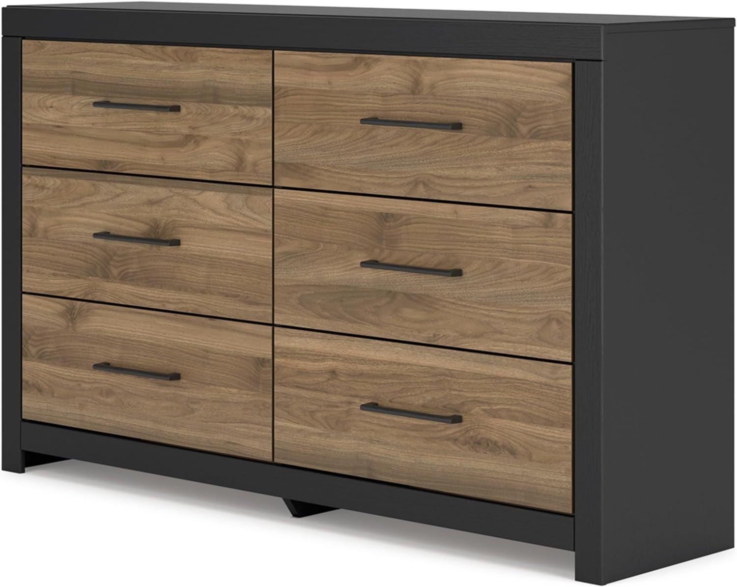 Vertani Casual 6-Drawer Dresser with Safety Stop, Black & Light Brown-2