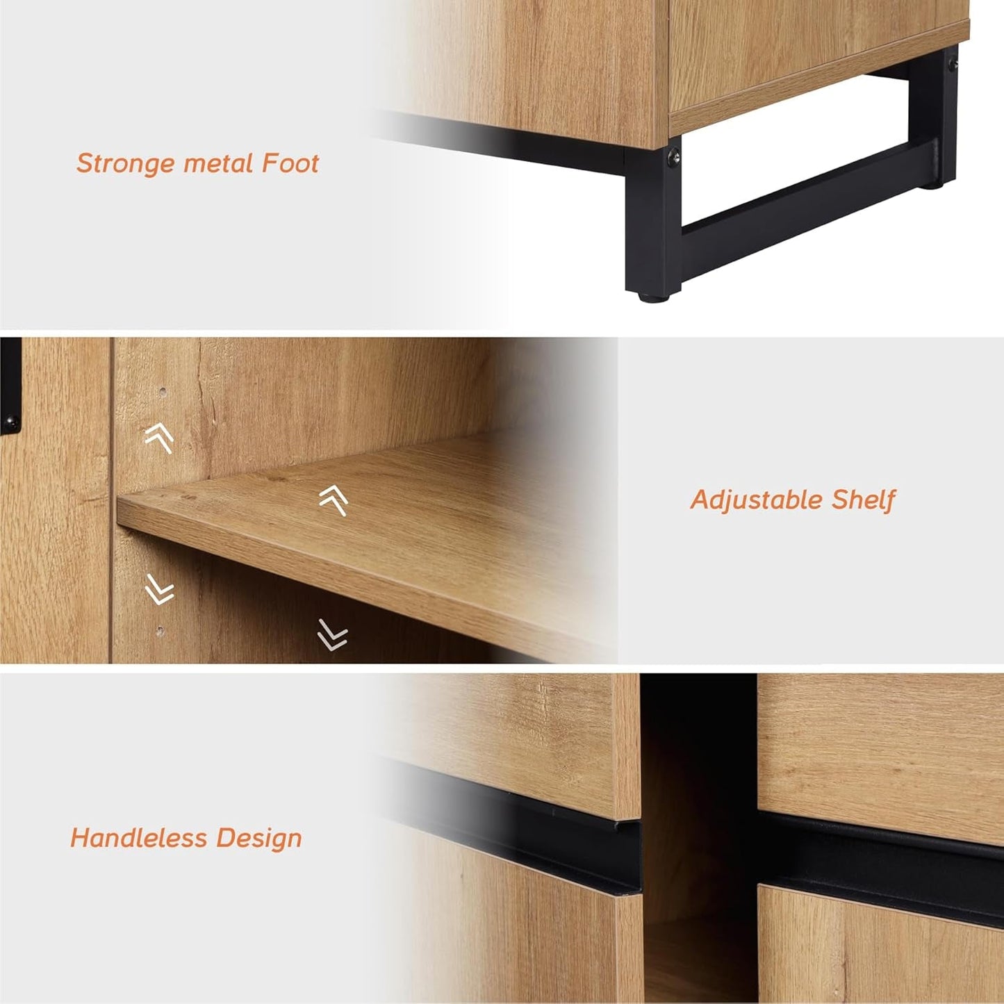 Oak 3-in-1 Modern Sideboard Buffet Cabinet with Shelf-4