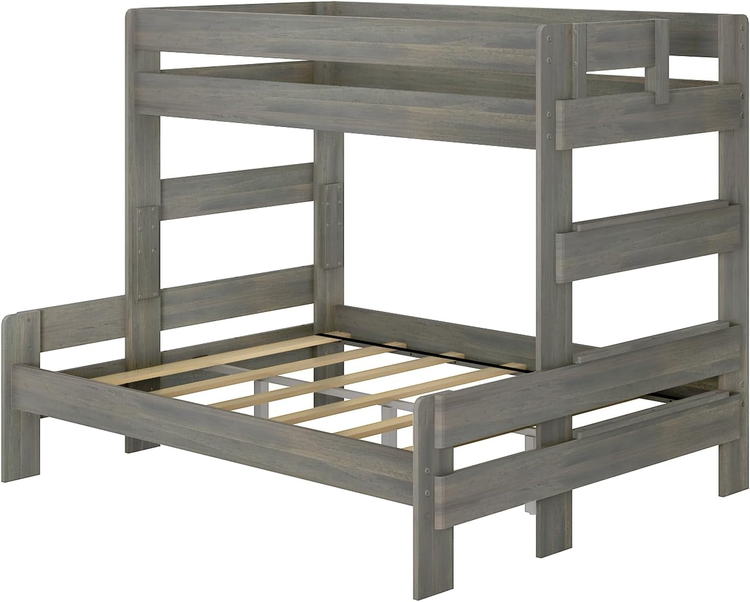 Bunk Bed, Twin Xl-Over-Queen Bed Frame for Kids, Solid Wood for No Box Spring Needed, Driftwood-3
