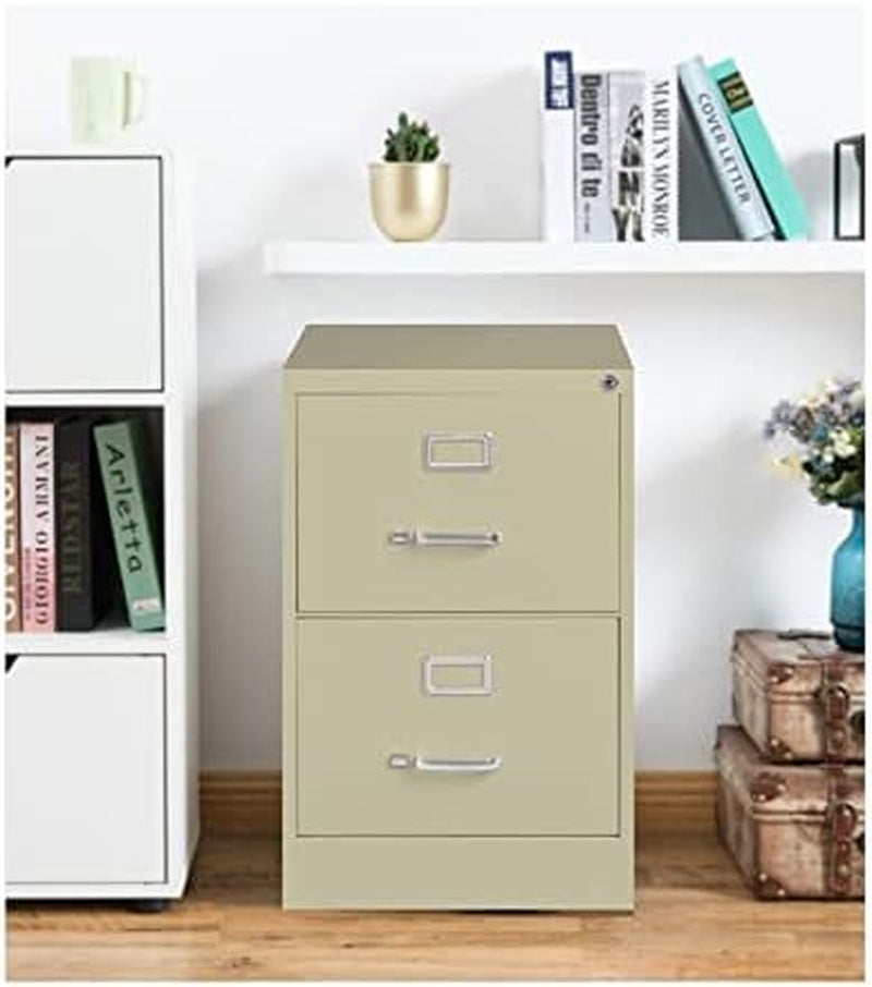 Beige 2 Drawer Locking Metal File Cabinet-0