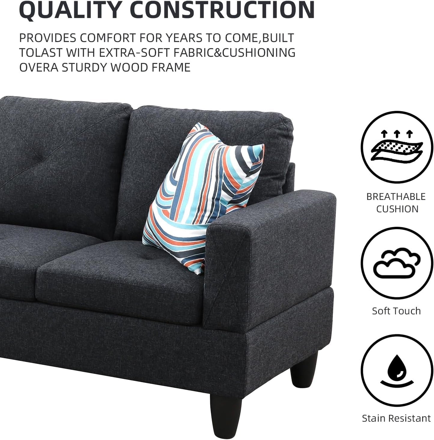 L Shaped Sectional Couch with Storage Ottoman, Modern Nailhead Comfy Lounge Sofa with Reversible Cup Holder & Chaise, 97" 4 Seat Modular Sofá for Living Room Apartment, Amaranth-3