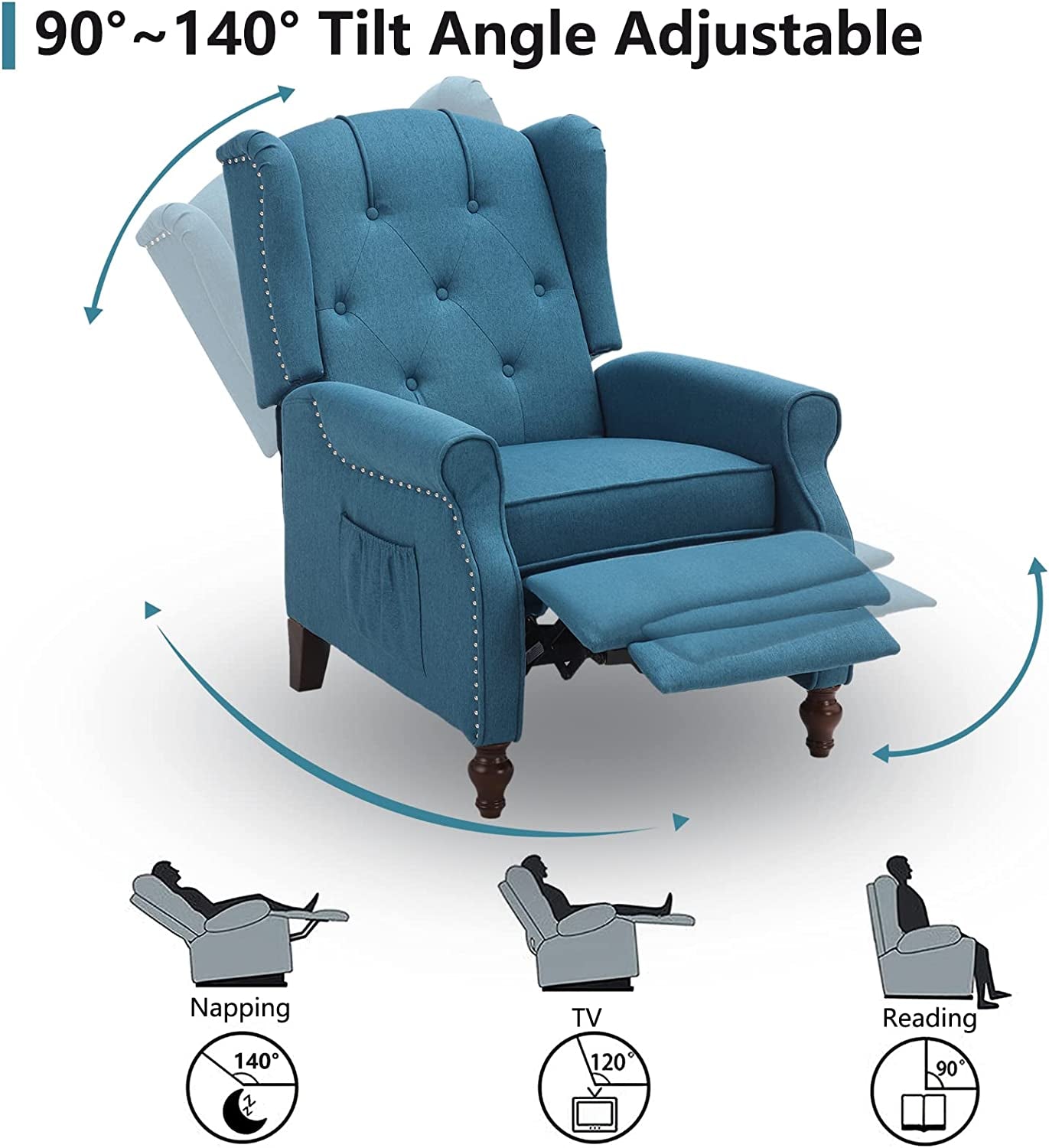 Wingback Recliner Chair with Massage and Heat (Vintage)-4
