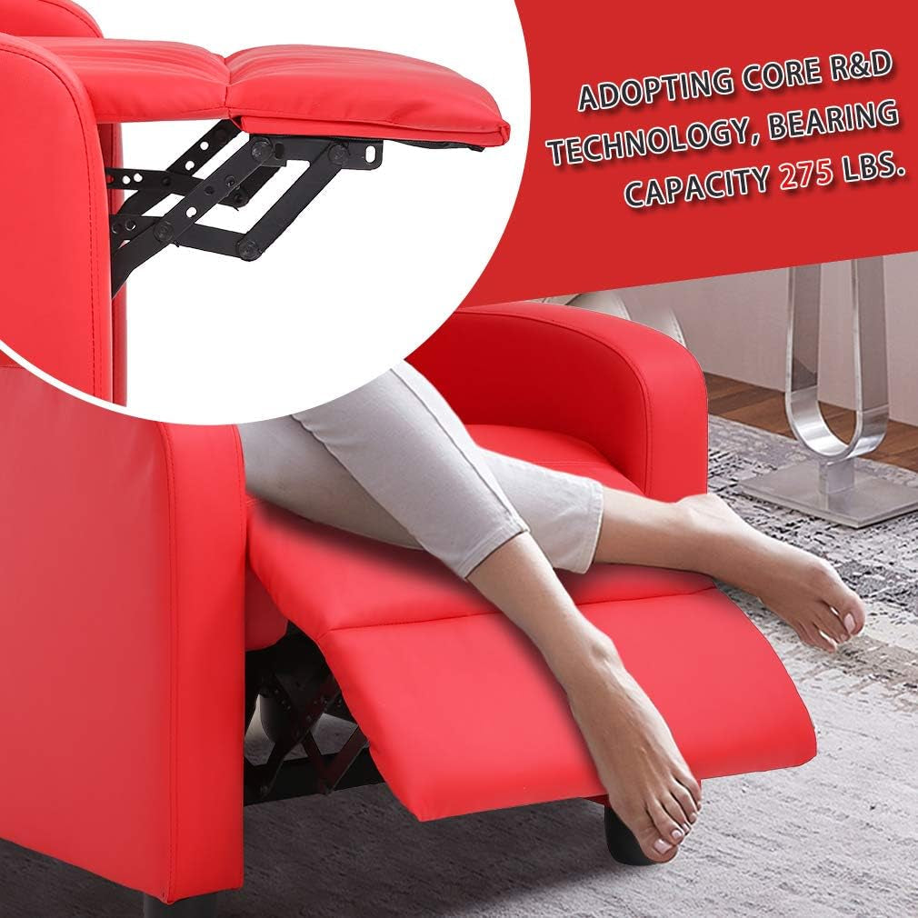 Recliner Chair for Living Room Recliner Sofa Reading Chair Winback Single Sofa Modern Home Theater Seating Lounge with PU Leather Padded Seat Backrest-3