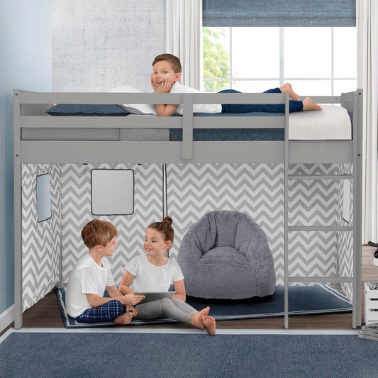 Twin Loft Bed with Guardrail and Ladder (Coordinates with Batman, Spider-Man & Harry Potter Tents Sold Separately), Grey-0