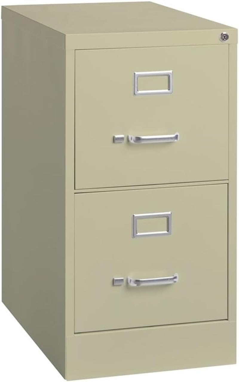 2 Drawers 28.38" Vertical Beige Metal Filing Cabinet Lockable Pre-Assembled Stationary Letter Size for Home, Office-0