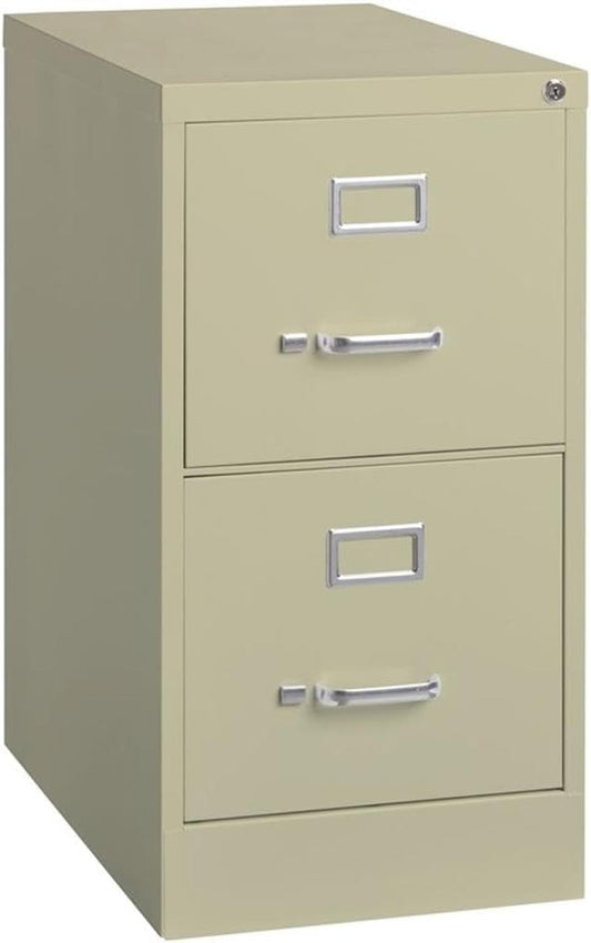2 Drawers 28.38" Vertical Beige Metal Filing Cabinet Lockable Pre-Assembled Stationary Letter Size for Home, Office-0