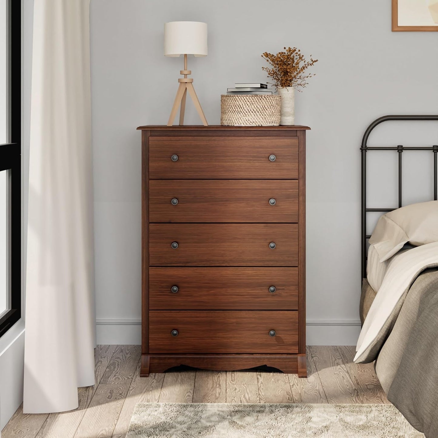 Sonoma Traditional 5-Drawer Tall Dresser for Bedroom, Functional Bedroom Dresser Chest of Drawers 17.75" D X 31.5" W X 44.75" H, Cherry-1