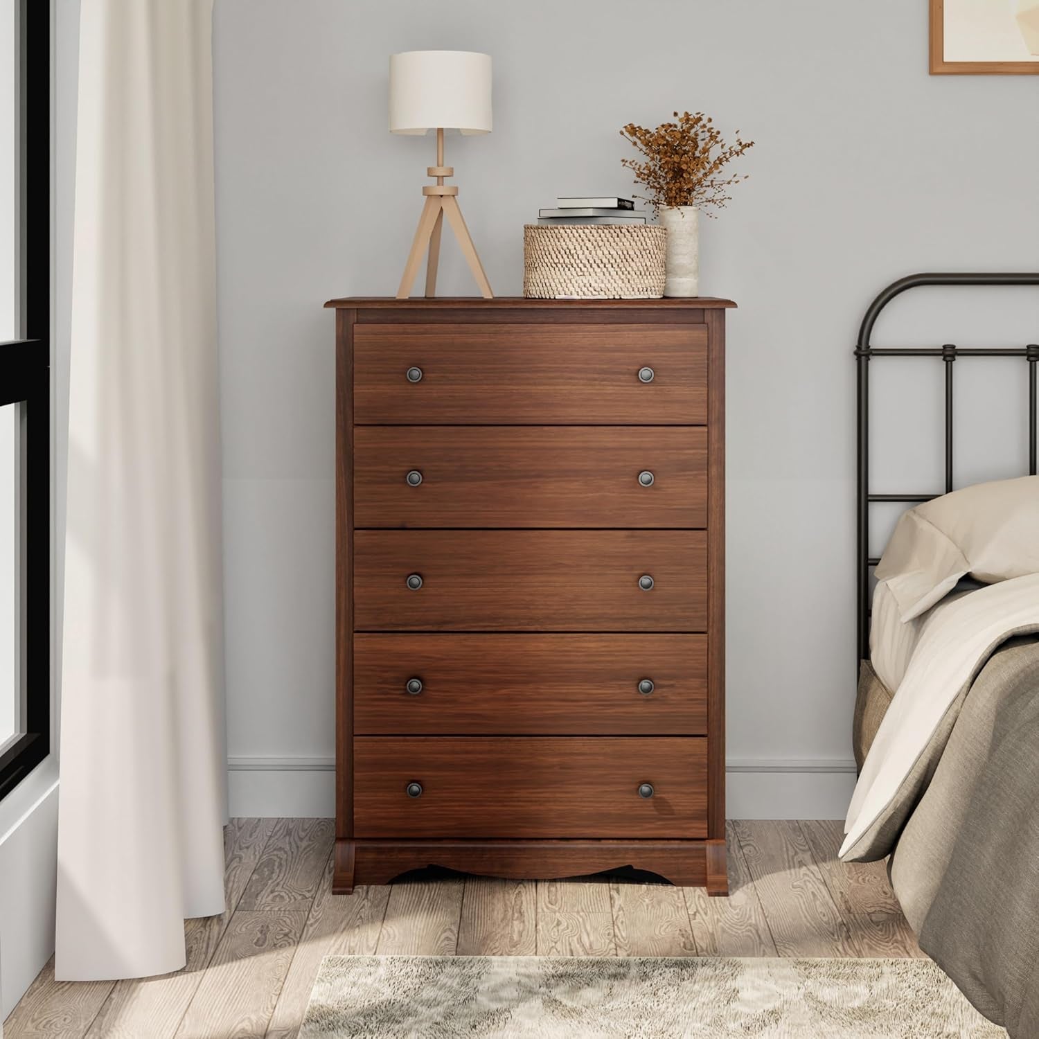 Sonoma Traditional 5-Drawer Tall Dresser for Bedroom, Functional Bedroom Dresser Chest of Drawers 17.75" D X 31.5" W X 44.75" H, Cherry-1