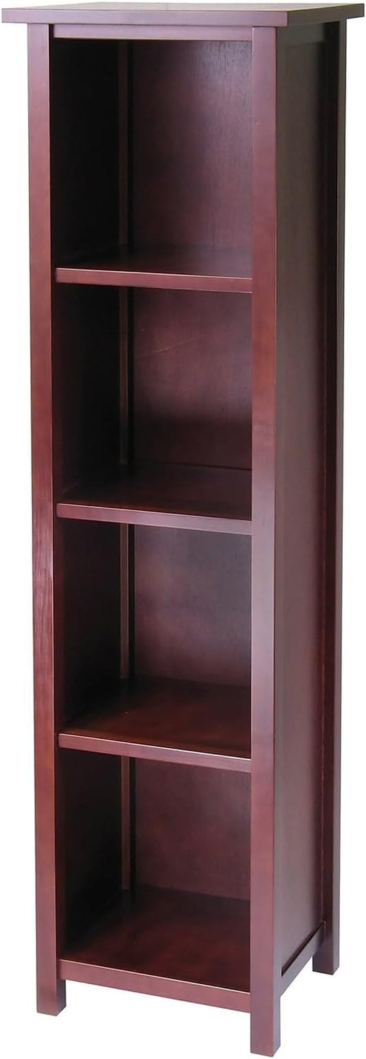Milan Solid/Composite Wood 5-Tier Tall Storage Shelf or Bookcase, Antique Walnut (94416)-0