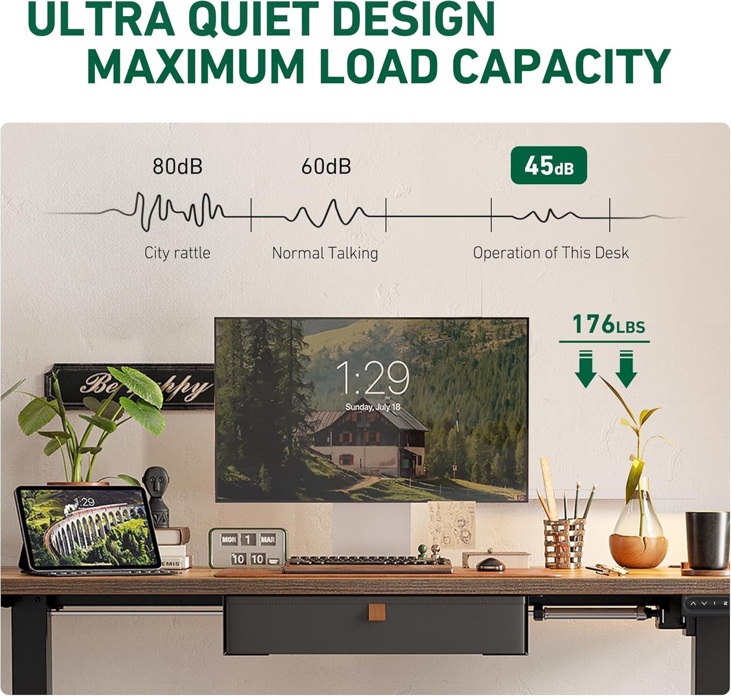 40 X 24 Inches Standing Desk with Drawer, Adjustable Height Electric Stand up Desk with Storage, Sit Stand Home Office Desk, Ergonomic Computer Desk, Black-3