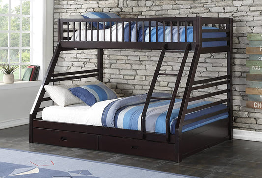 XL Twin/Queen Bunk Bed with Drawers, Espresso-0