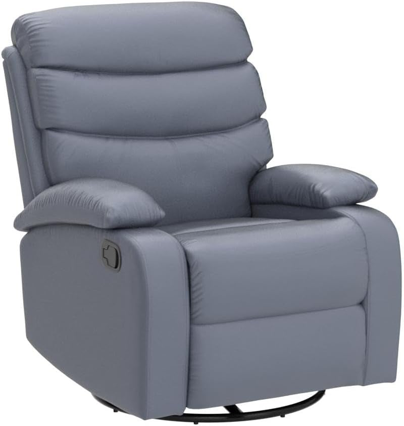 Swivel Rocker Recliner Chair for Adults, Rocking Recliner Chair, Manual Small Recliners for Small Spaces, Living Room, Nursery, RV, Dark Grey-4