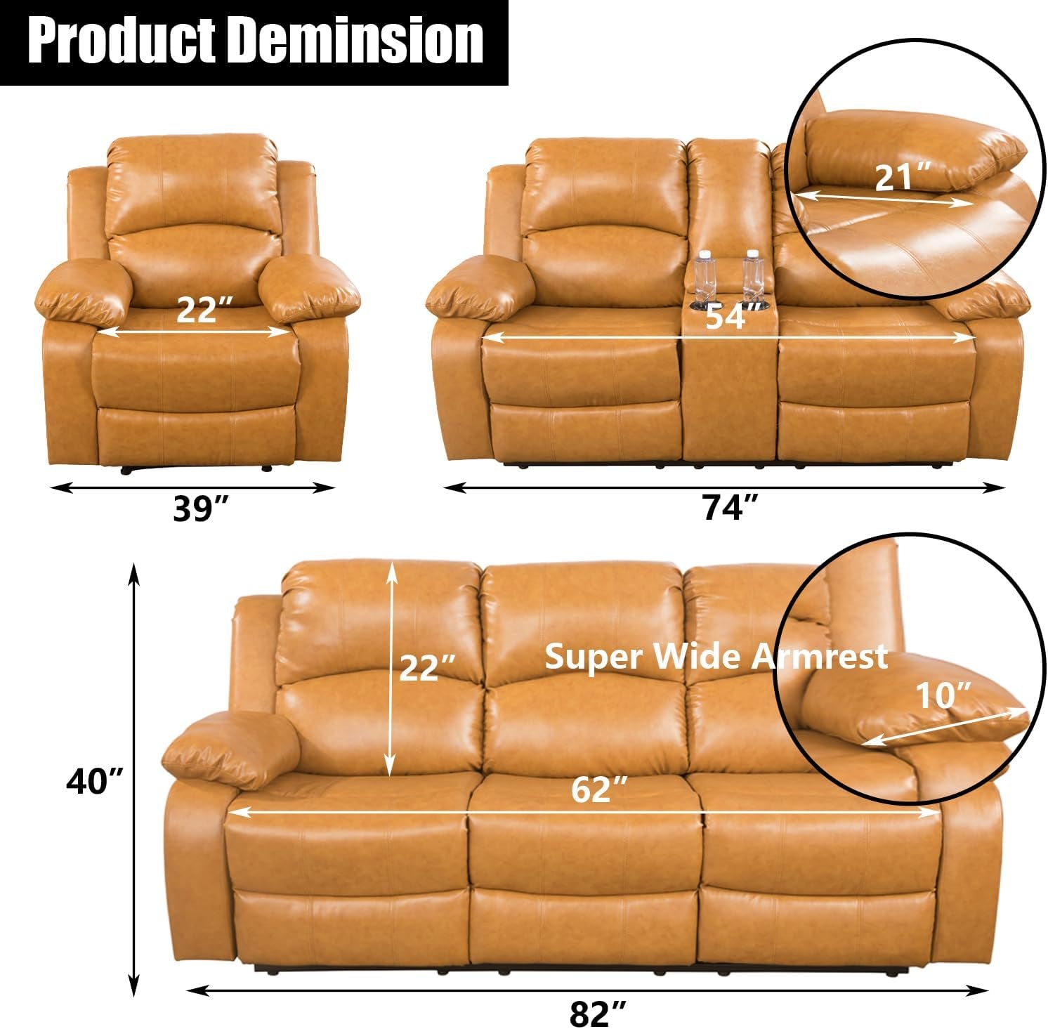 Ginger Faux Leather Reclining Living Room Set-1
