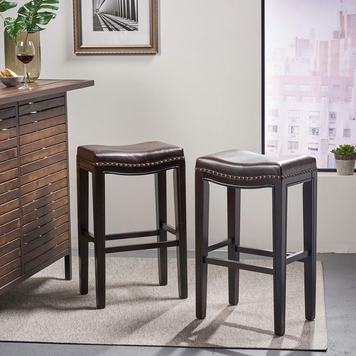 Christopher Knight Home Avondale Backless Bar Stools,12"D X 18.13"W X 30"H, 2-Pcs Set, Brown-1