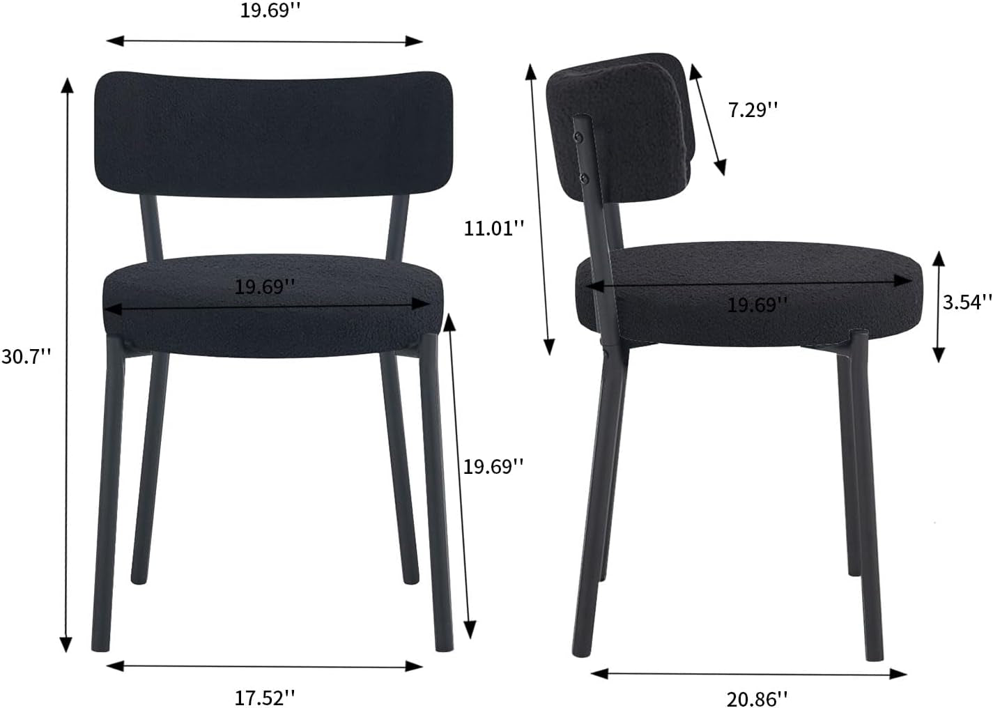 Black Boucle Round Back Dining Chairs Set of 4-2