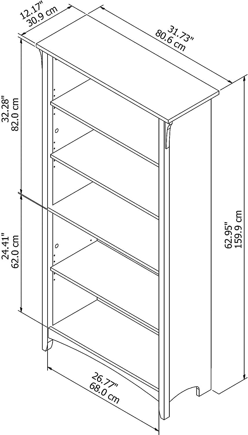 Tall Bookcase for Home Office and Living Room-2