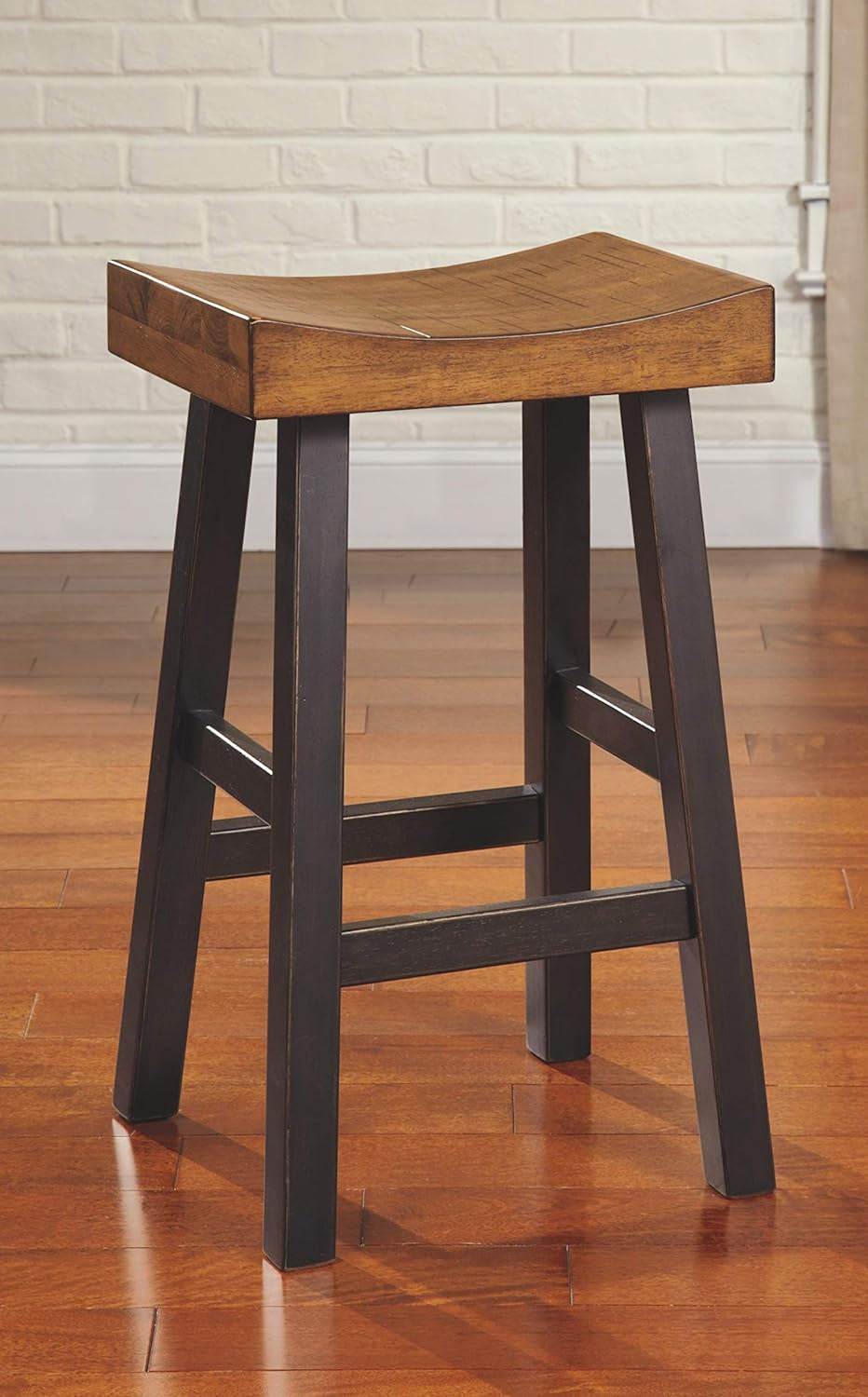 Glosco Farmhouse 30.63" Pub Height Saddle Barstool, Set of 2, Two-Tone Brown-1