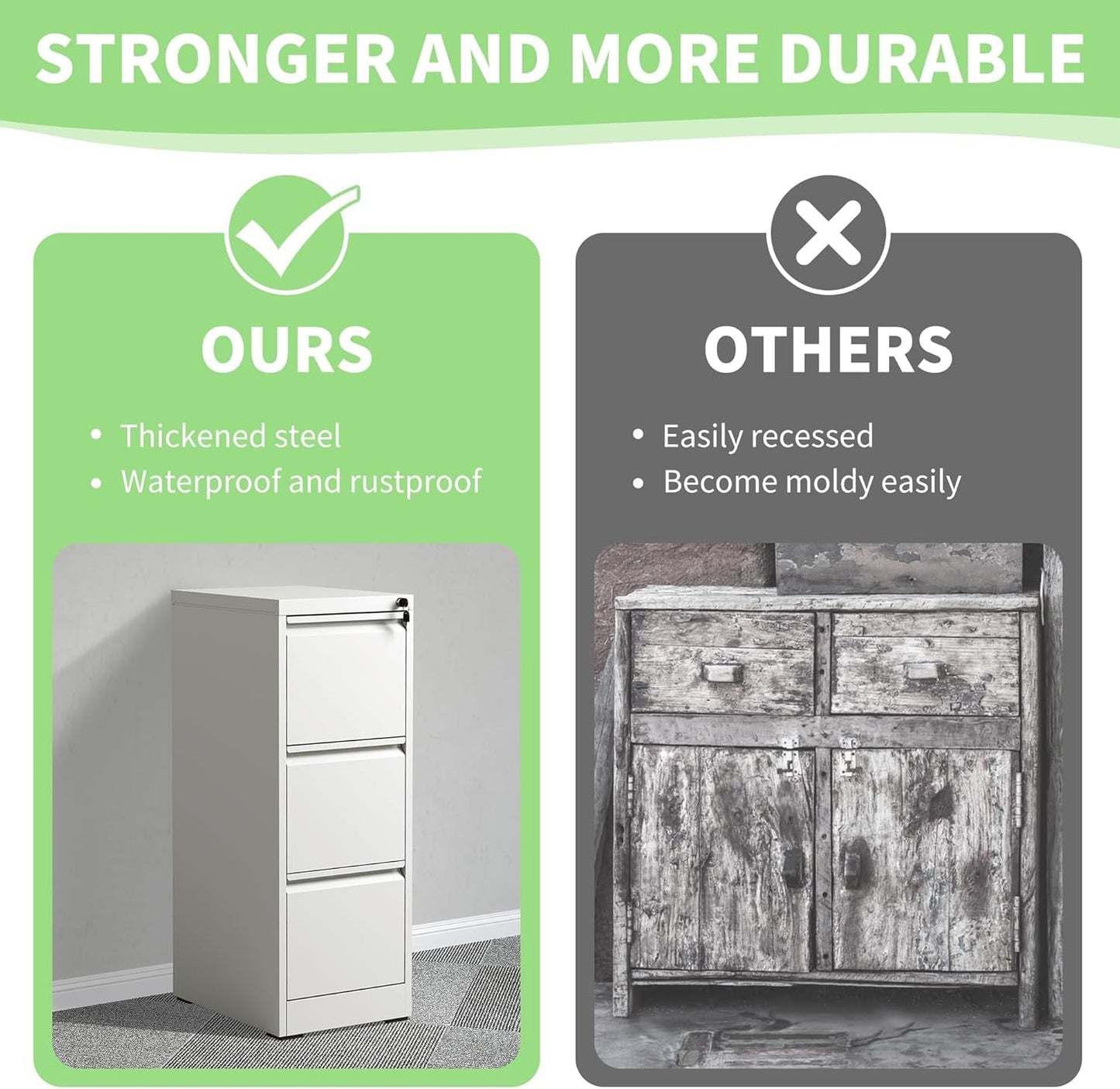 Metal File Cabinet with Drawer Heavy Duty Locking File Cabinets Home Office Steel Filing Cabinet Vertical File Cabinets for Legal/Letter Size File,Assembly Required-4